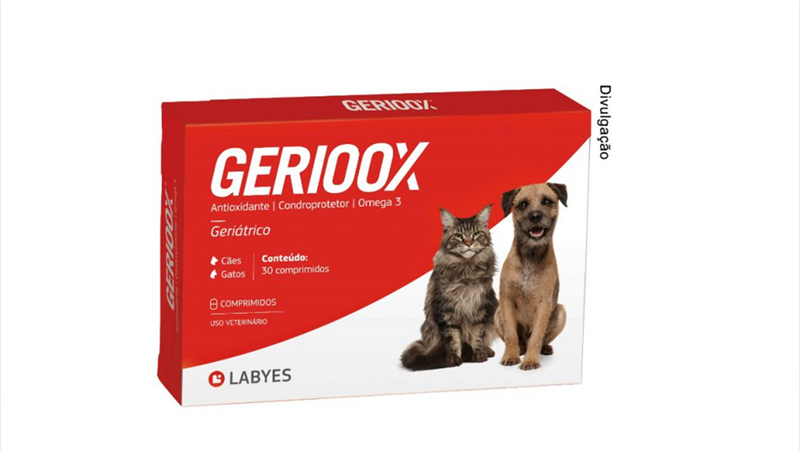 Gerioox é um medicamento geriátrico para cães e gatos, com ácidos graxos ômega 3, sulfato de condroitina, glucosamina e antioxidantes, que tem ações imunomoduladoras, antioxidantes e condroprotetoras   
