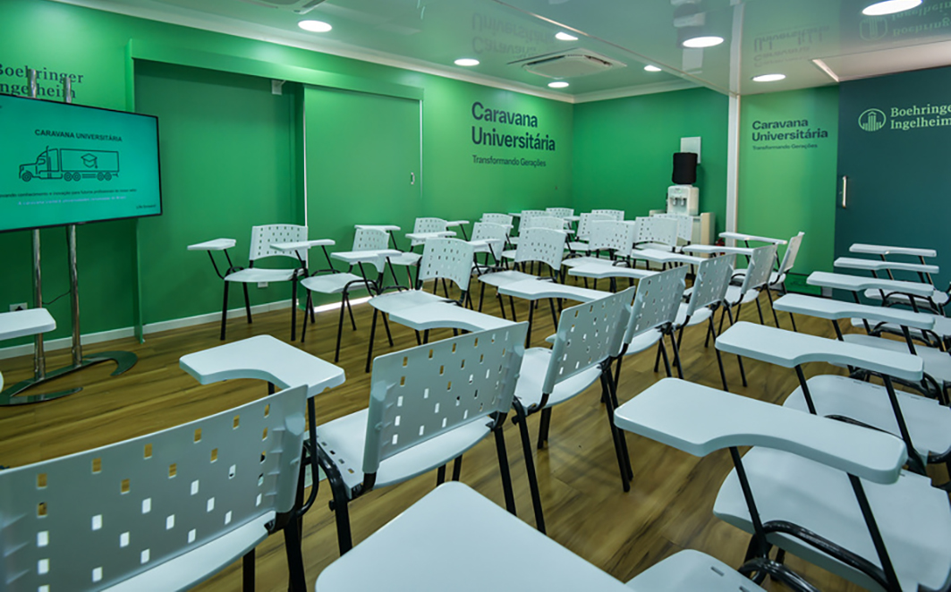 Sala das palestras da Caravana Universitária da Boehringer Ingelheim. Divulgação Boehringer Ingelheim