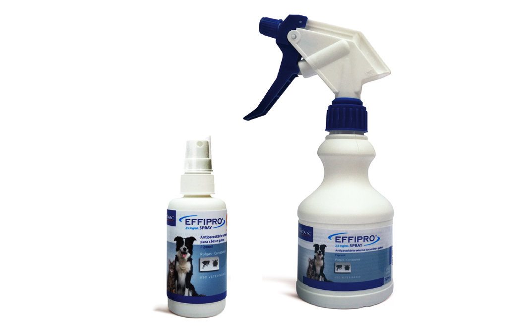 Apresentações de Effipro Spray. Uso em recém-nascidos a partir de 2 dias de vida. 